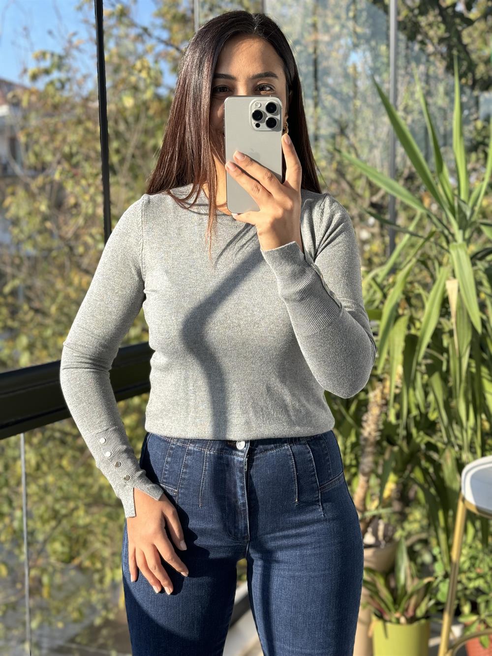 Kol Ortası Droplu Kazak Füme