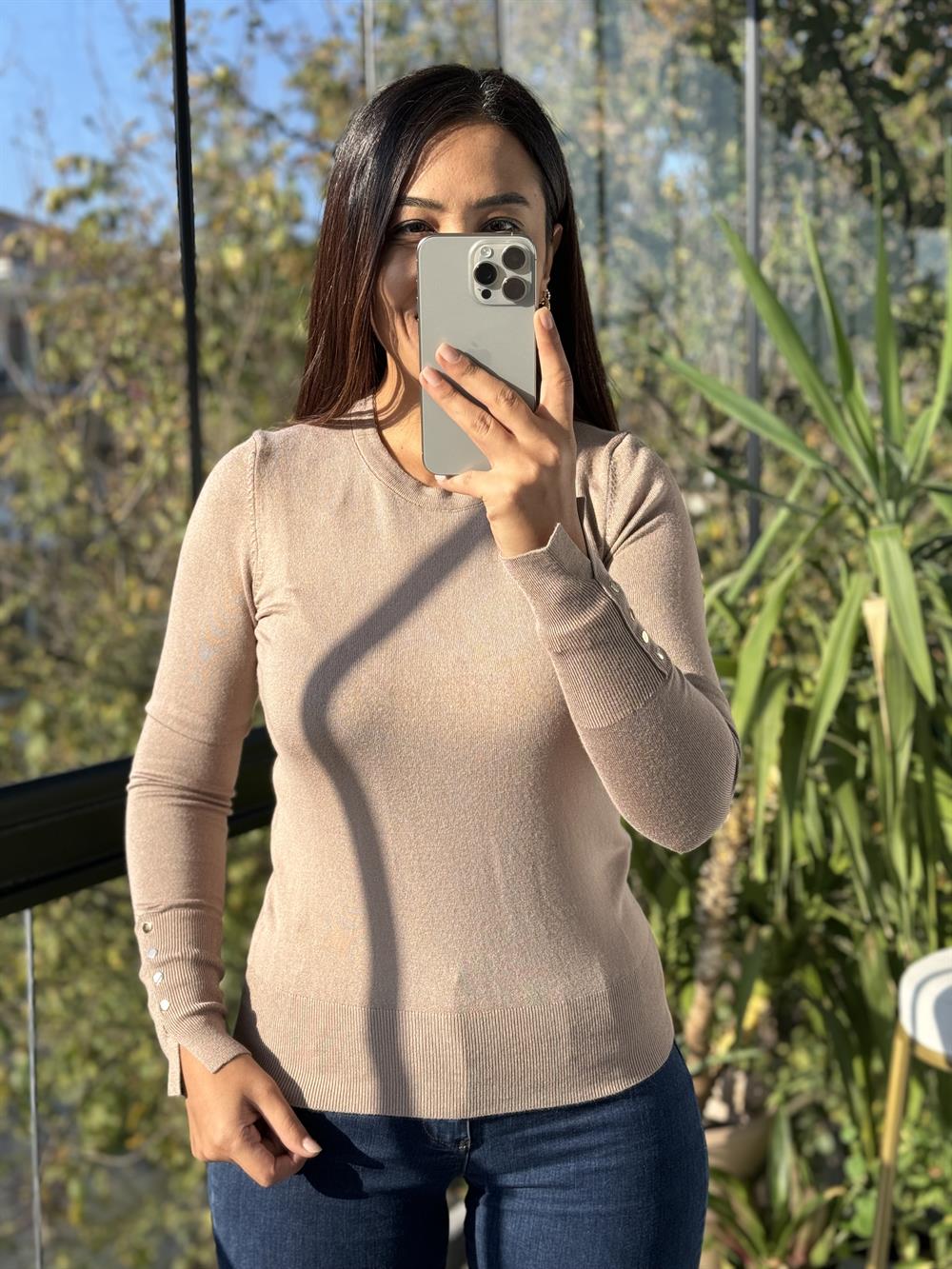 Kol Ortası Droplu Kazak Vizon