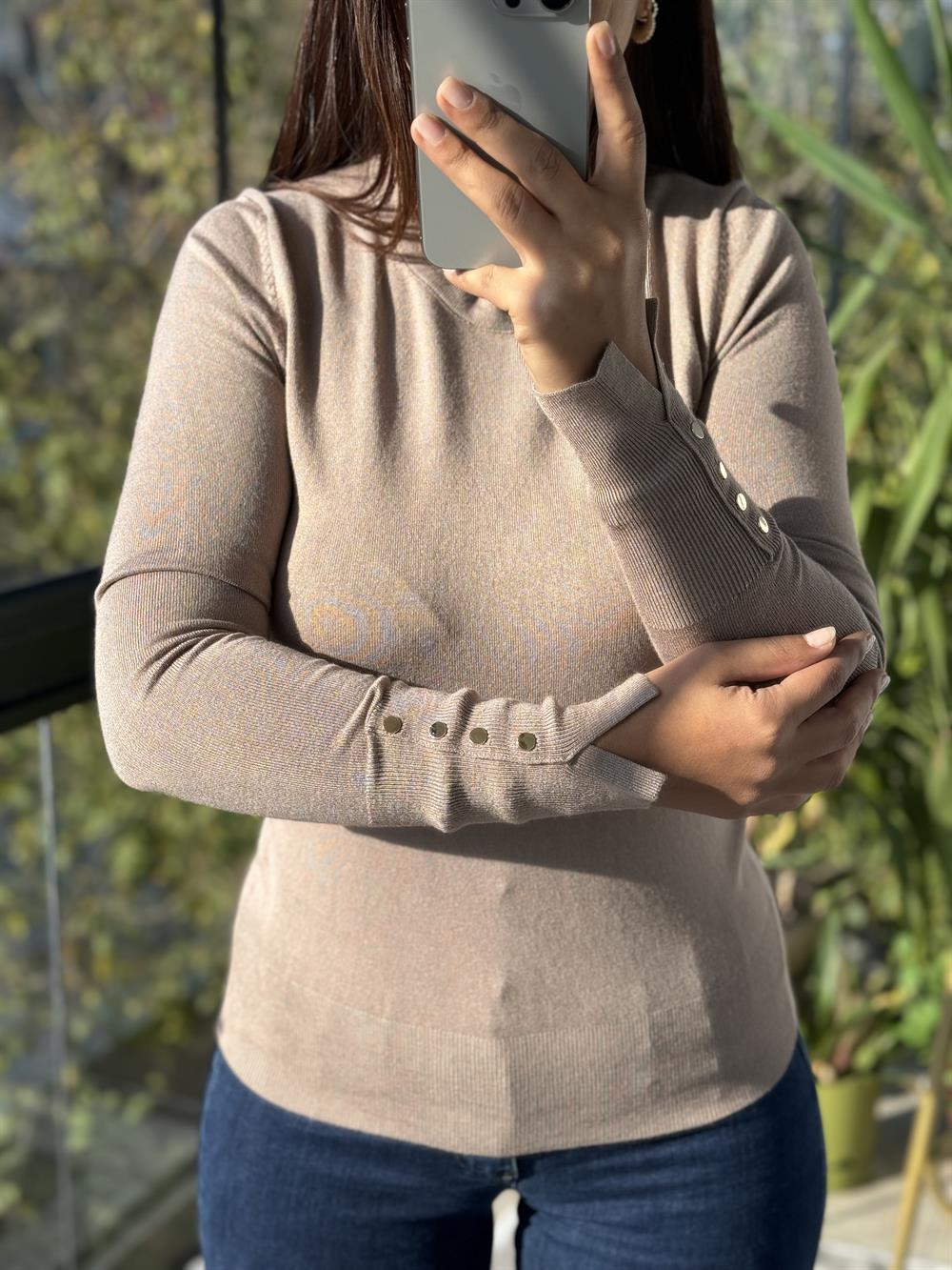 Kol Ortası Droplu Kazak Vizon