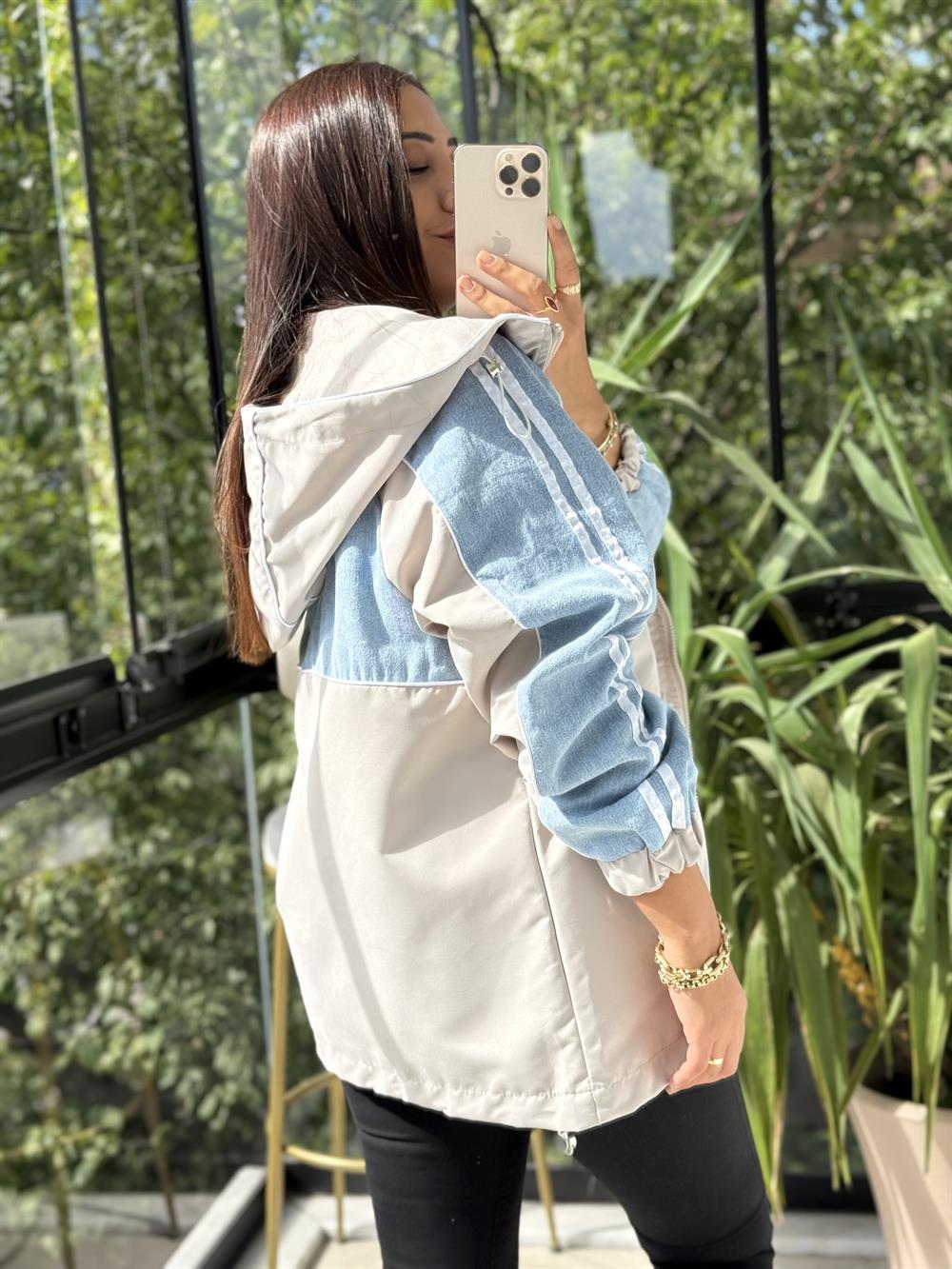 Kolu Çizgili Mix Yağmurluk Taş