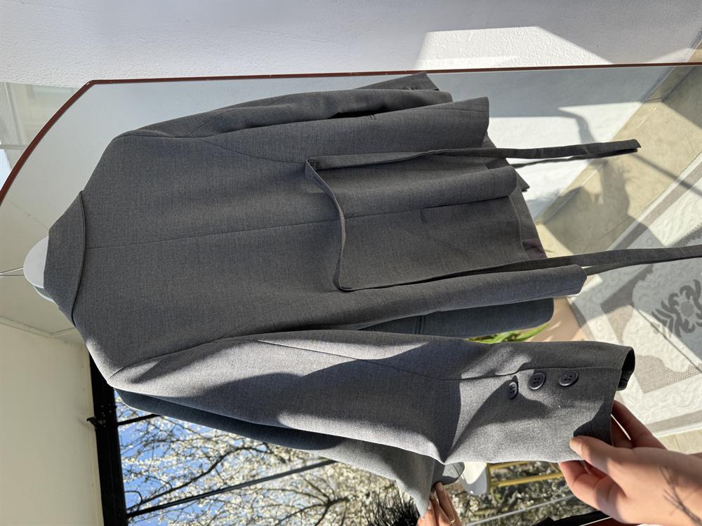 Kuşaklı İki Düğme Blazer Ceket Siyah