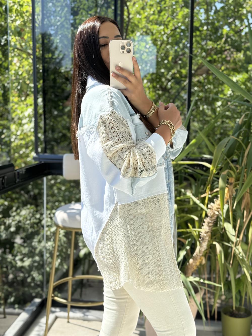 Lace Mix Ceket Beyaz