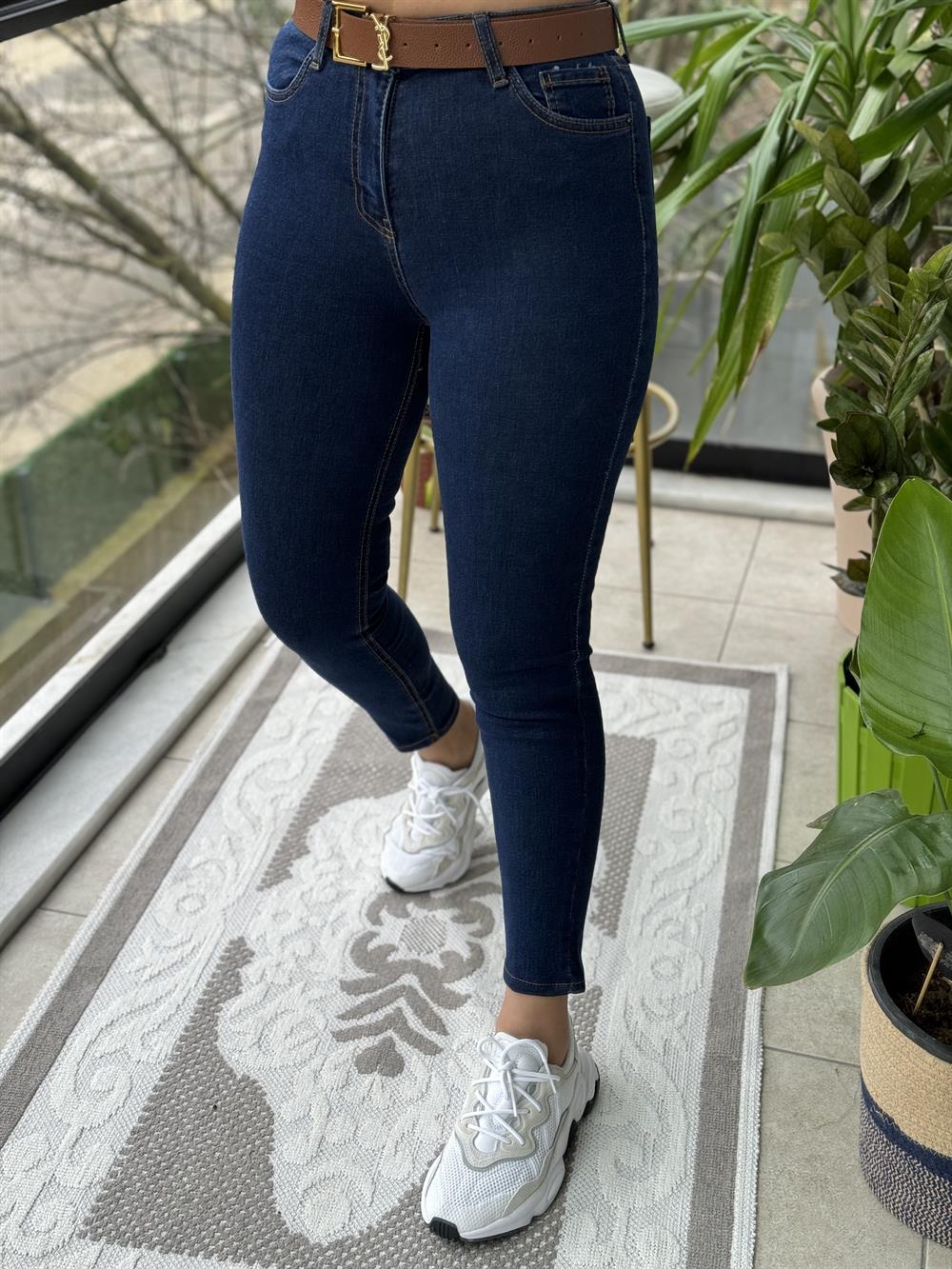 Lacivert Toparlayıcı Skinny Jean