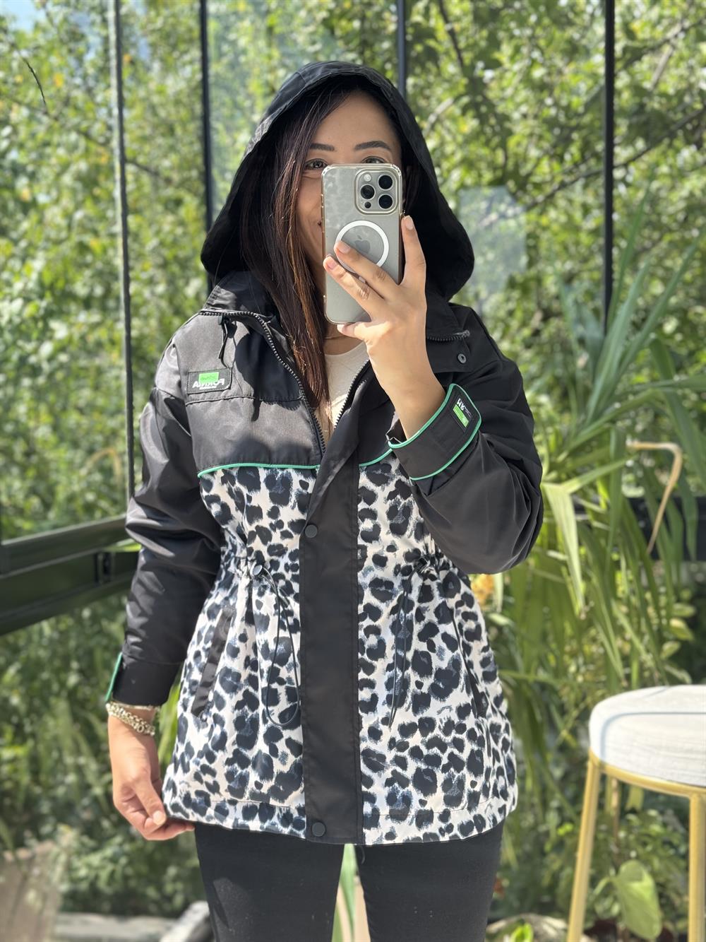 Leopar Yağmurluk Siyah