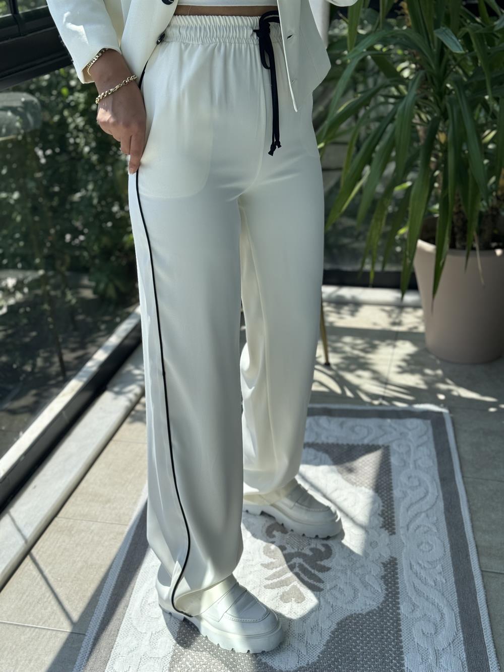 Lüx Ceket Pantolon Takım Beyaz