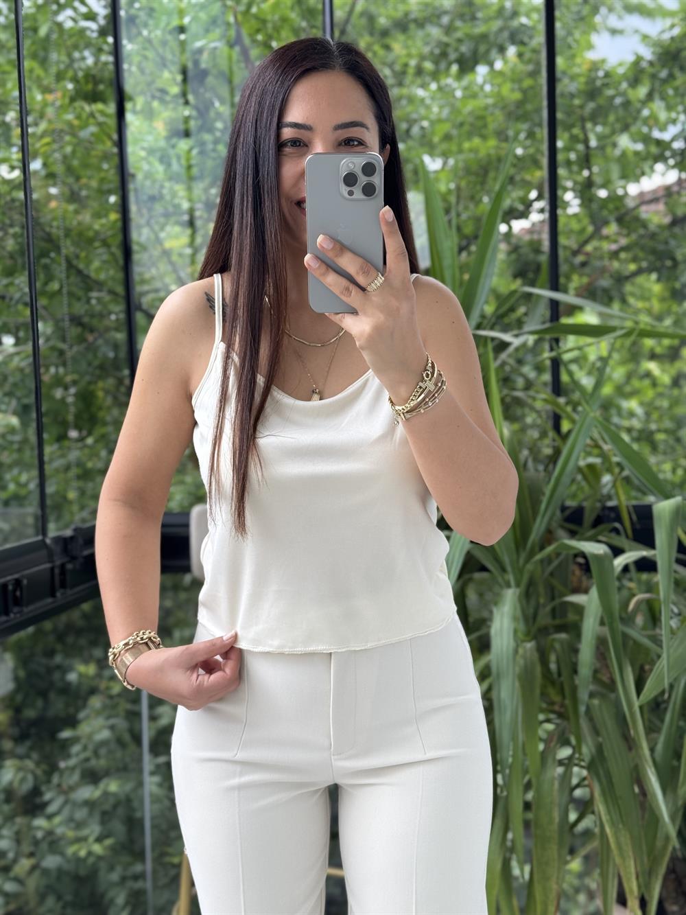 Lüx İthal Tasarım Bluz Ekru