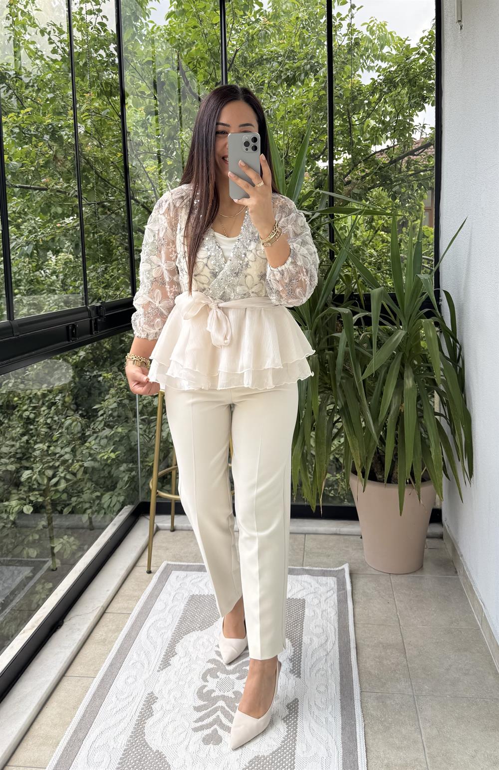 Lüx İthal Tasarım Bluz Lacivert