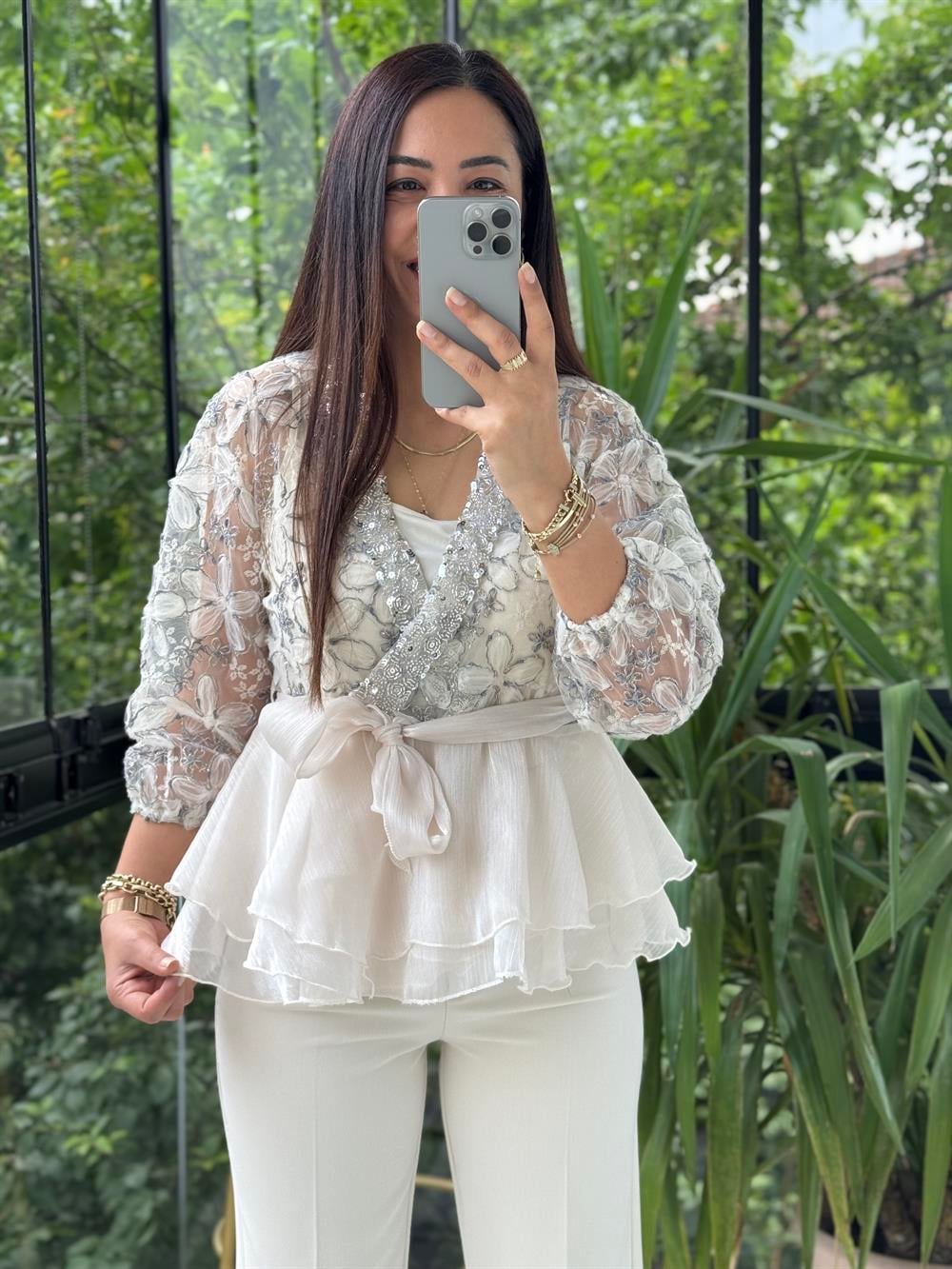 Lüx İthal Tasarım Bluz Lacivert