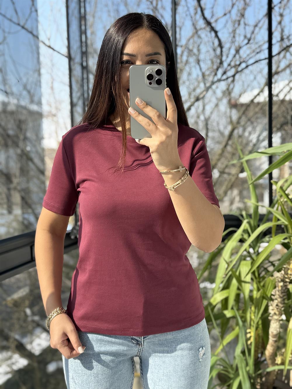 Massi Basic Tişört Bordo