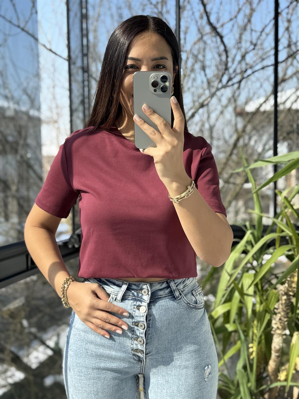 Massi Basic Tişört Bordo