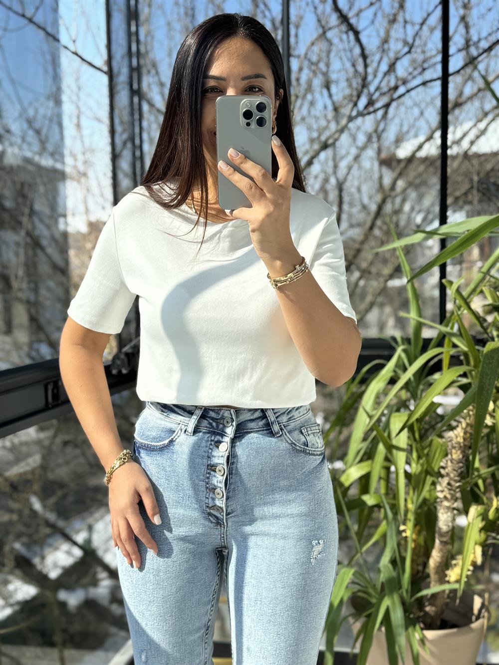 Massi Basic Tişört Ekru