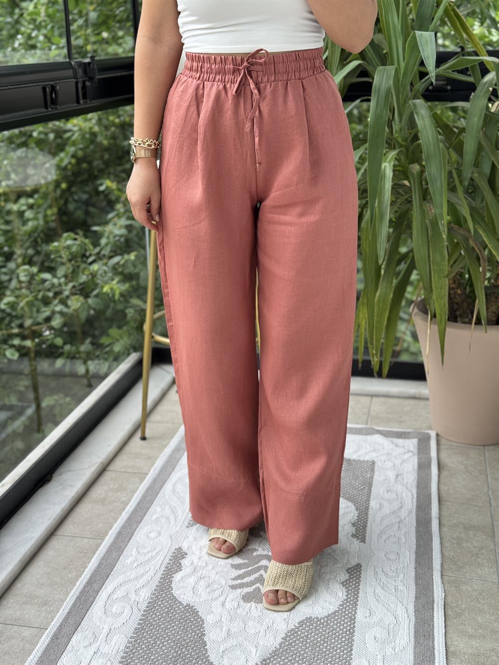 Massi Keten Pantolon Kiremit