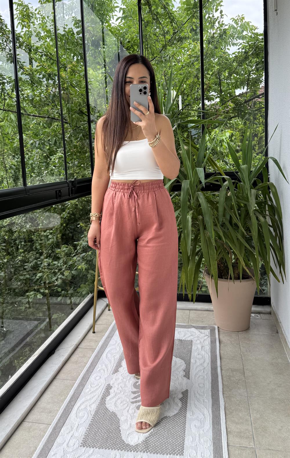 Massi Keten Pantolon Kiremit