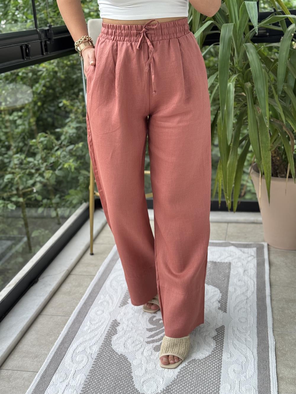 Massi Keten Pantolon Kiremit