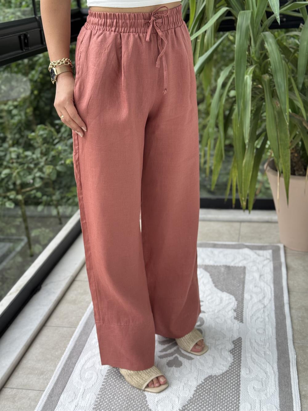 Massi Keten Pantolon Kiremit