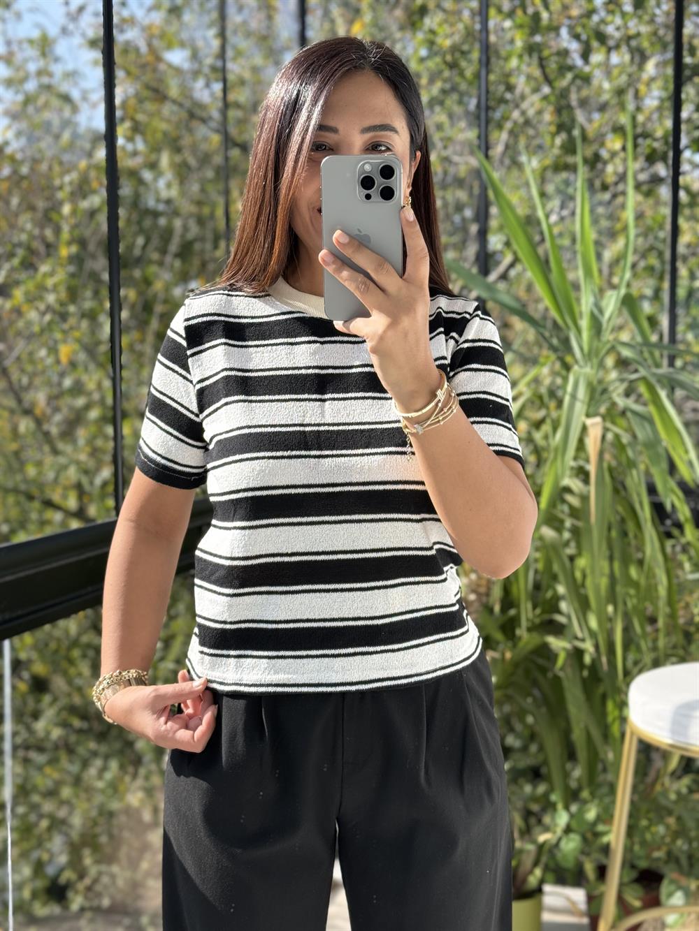 Massi Kısa Kol Triko Siyah