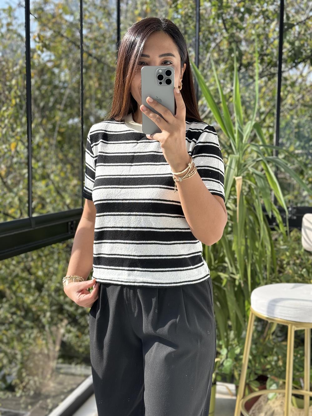 Massi Kısa Kol Triko Siyah