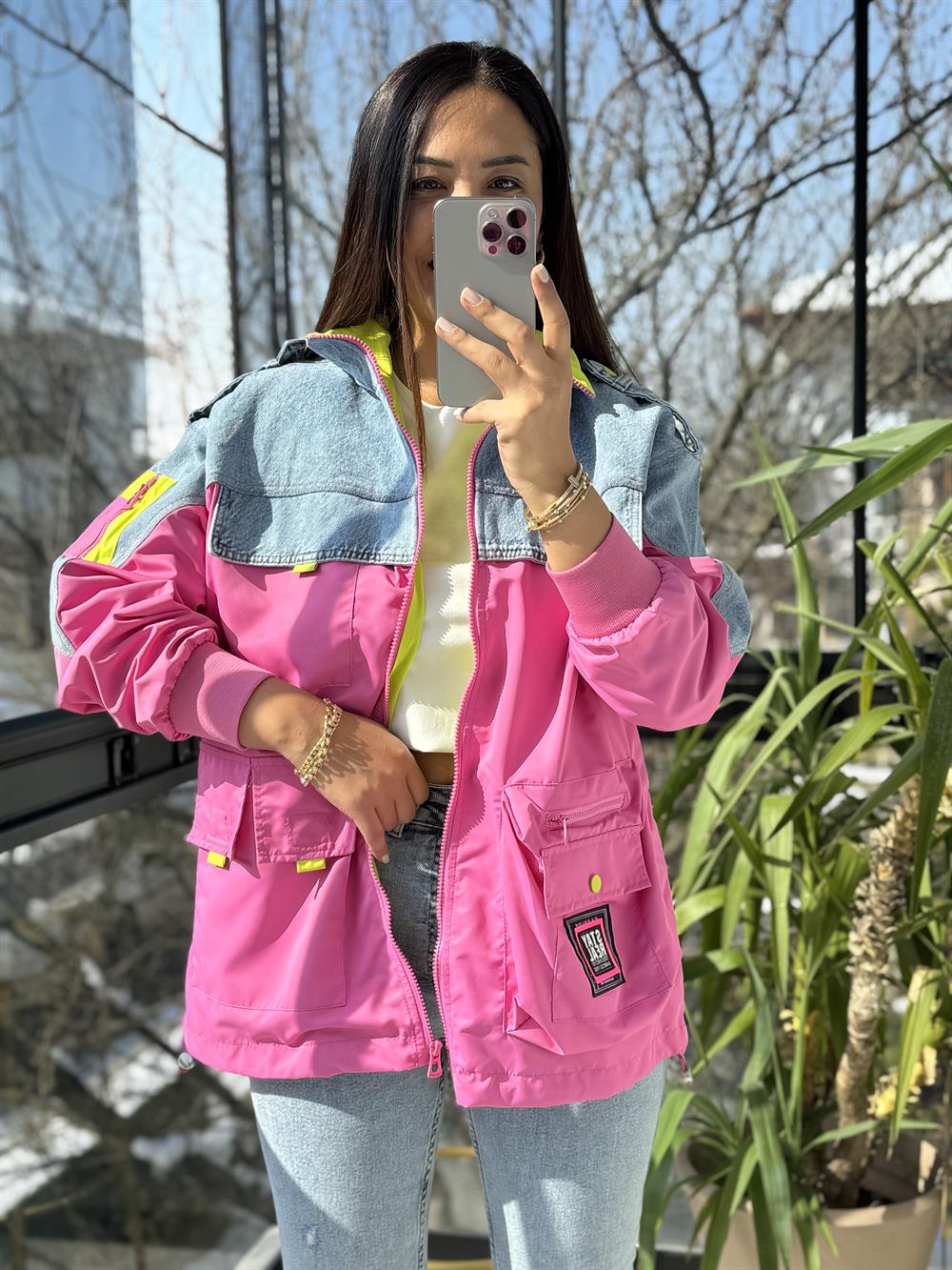 Mix Pilot Ceket Yağmurluk Pembe