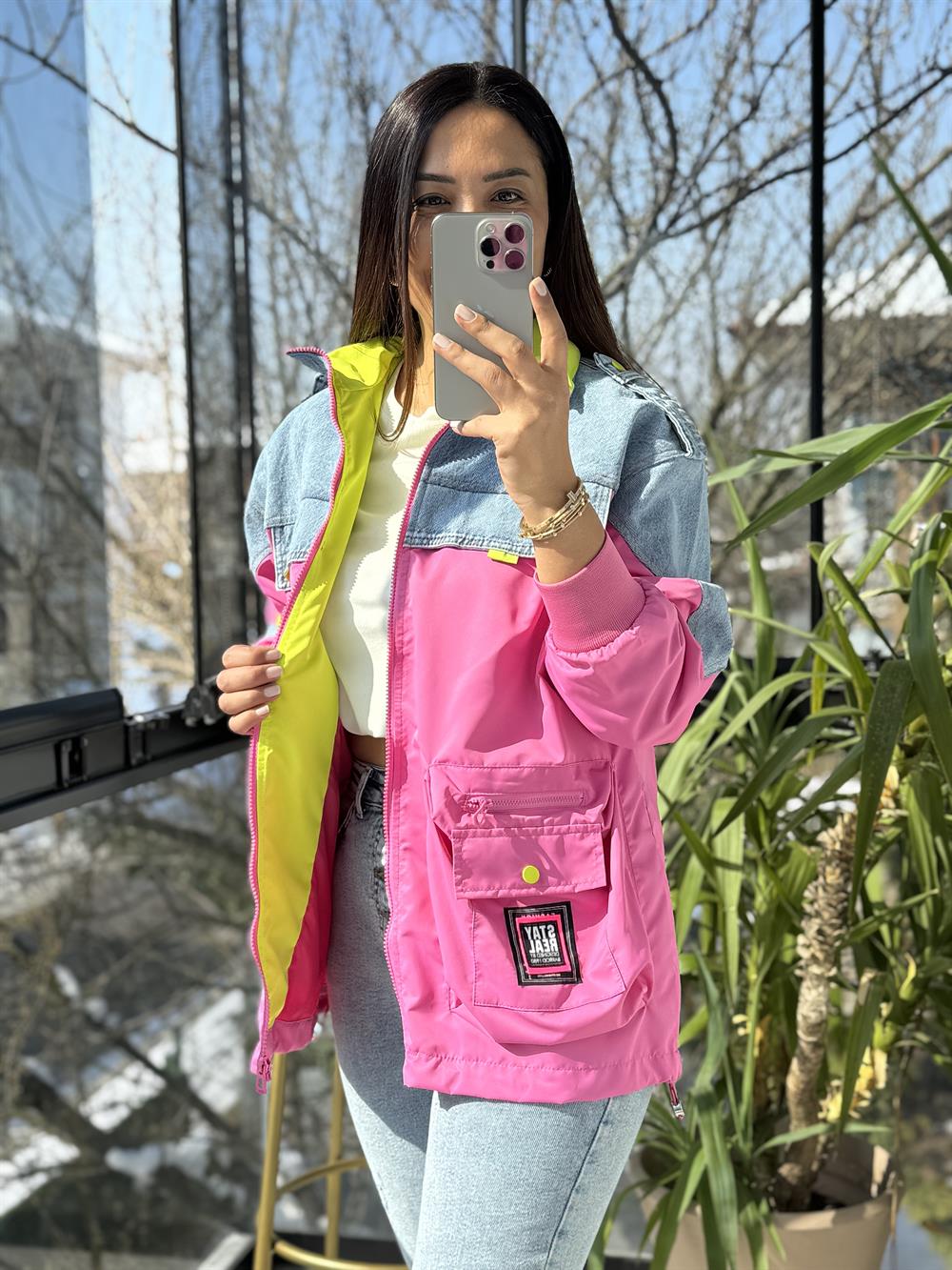 Mix Pilot Ceket Yağmurluk Pembe