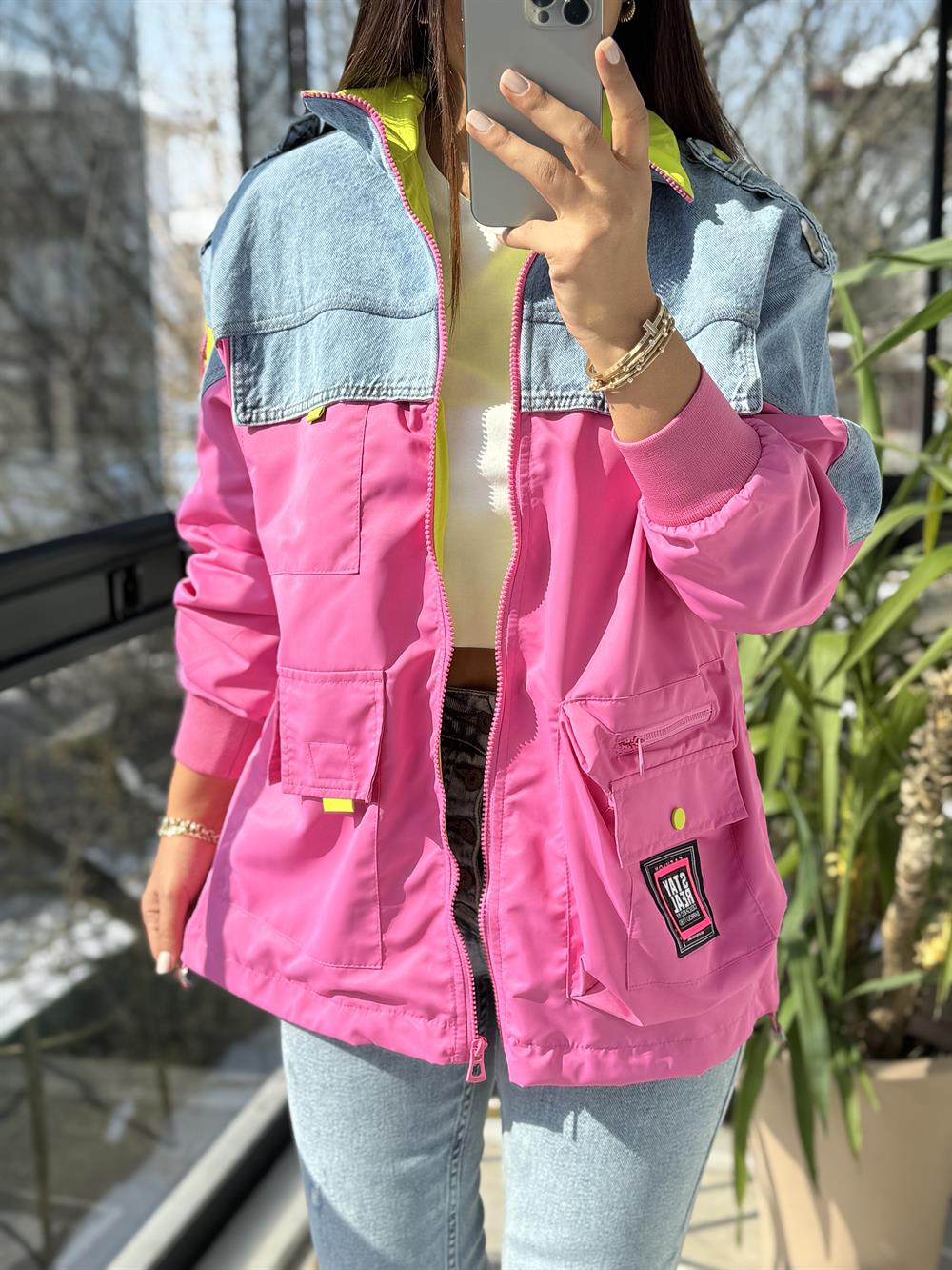 Mix Pilot Ceket Yağmurluk Pembe