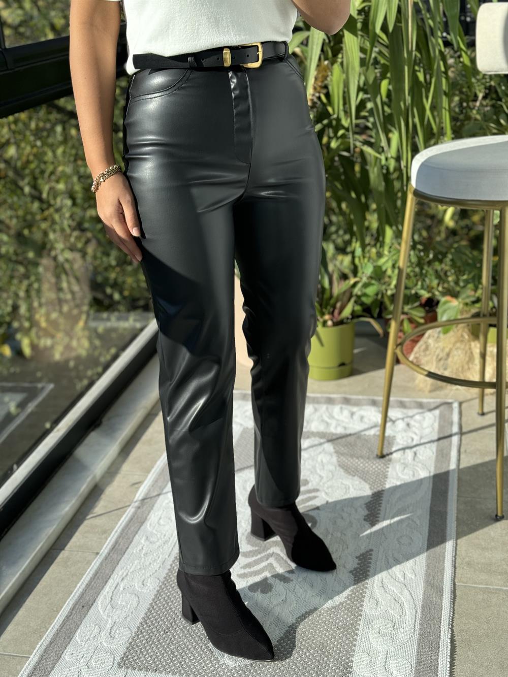 Mng Deri Pantolon Siyah