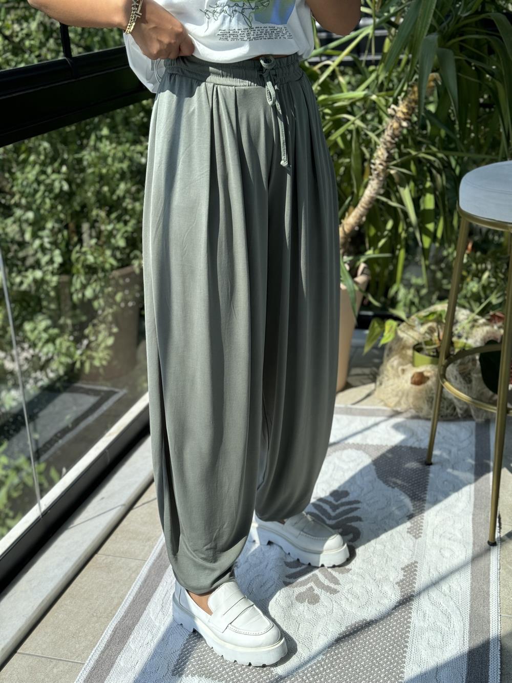 Modal Şalvar Pantolon Haki Yeşili