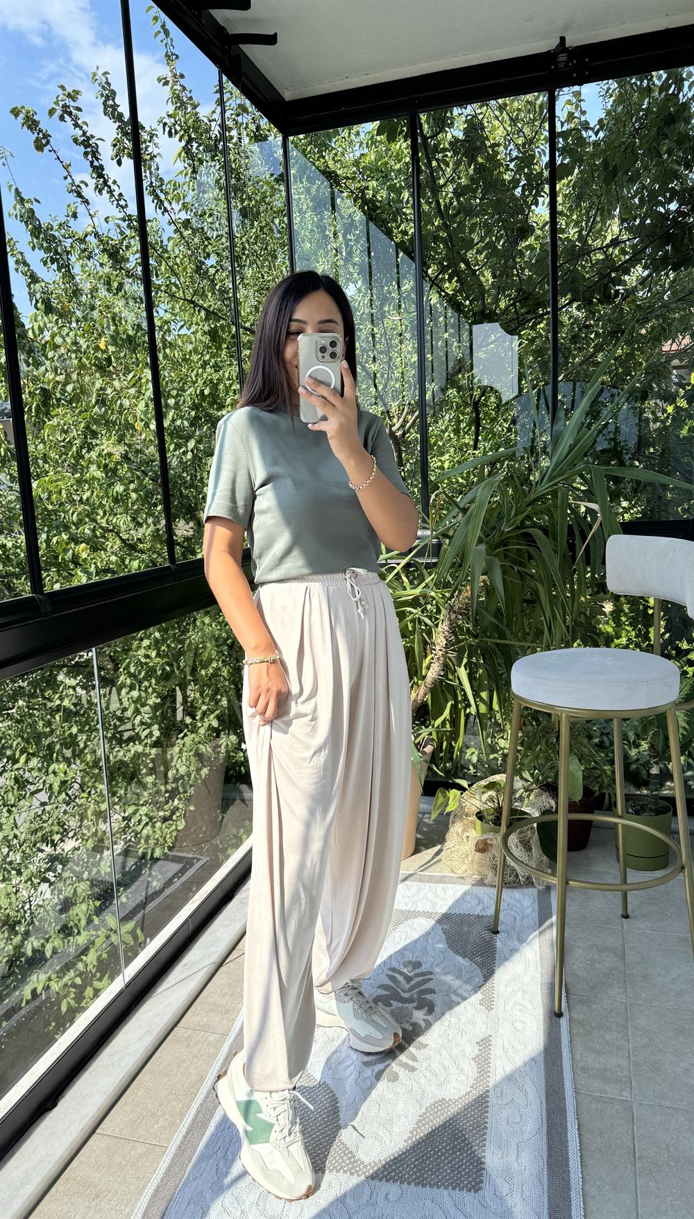 Modal Şalvar Pantolon Taş