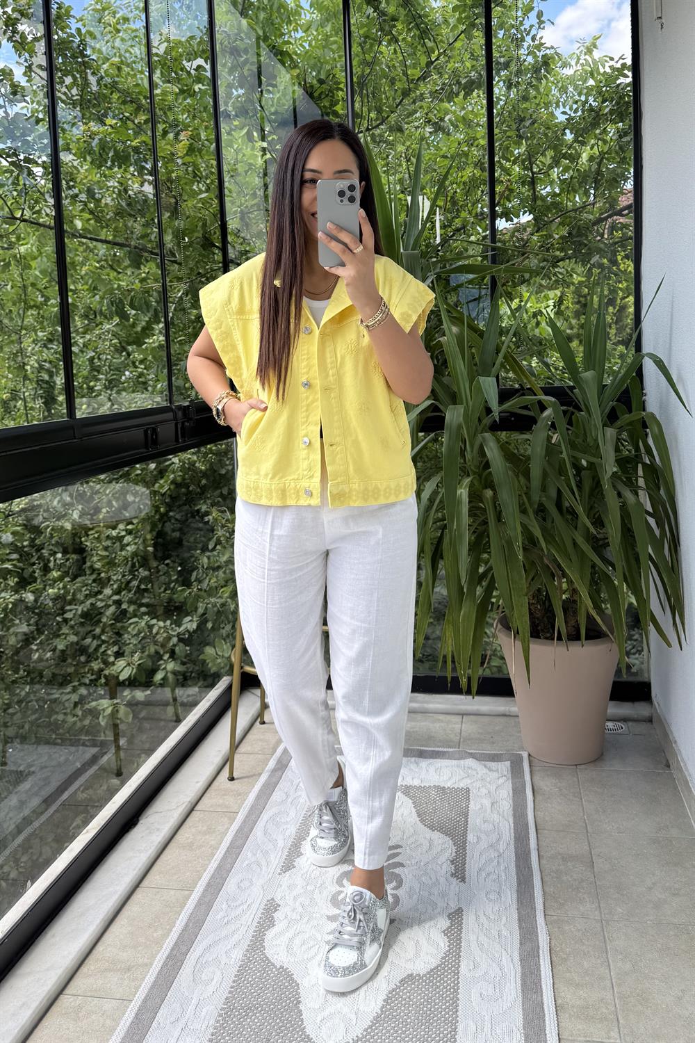 Nakışlı Yelek Sarı