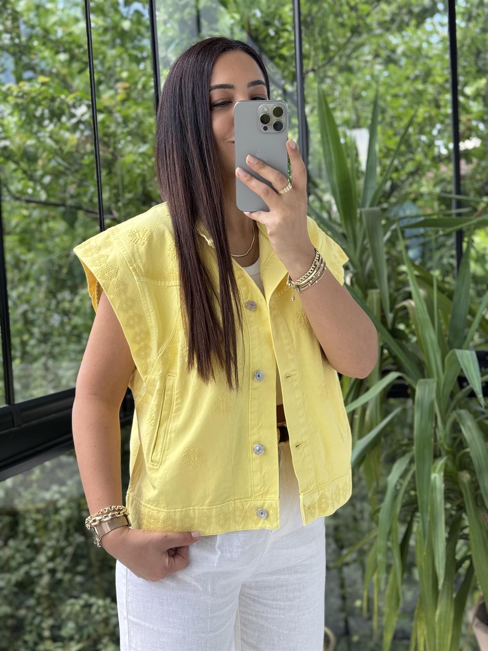 Nakışlı Yelek Sarı