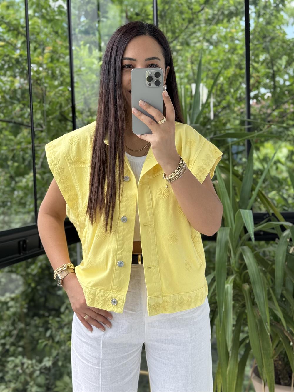 Nakışlı Yelek Sarı