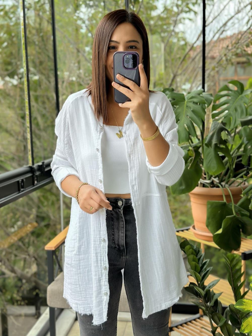 Natural Hırka Gömlek  Beyaz