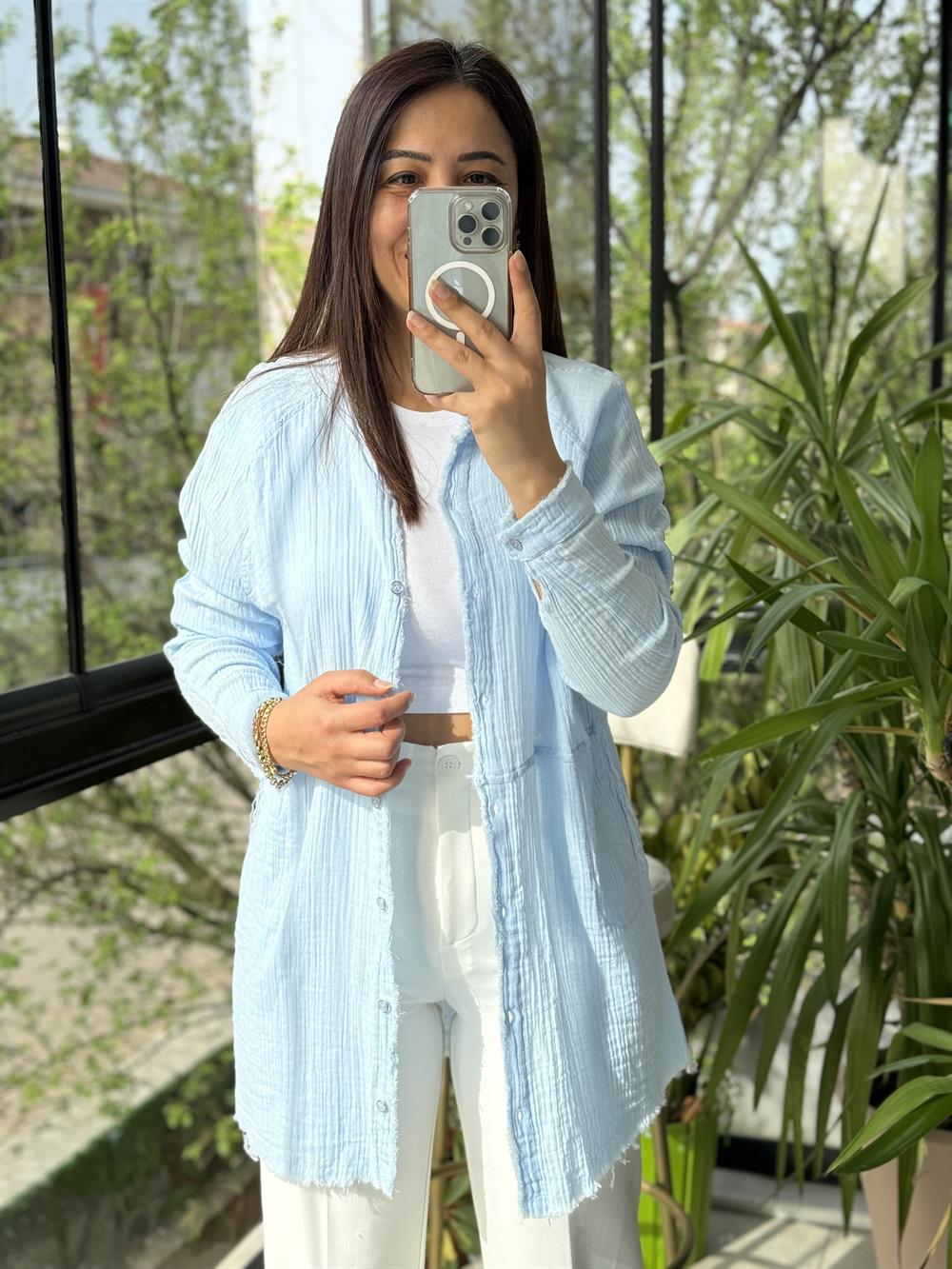 Natural Hırka Gömlek Bebe Mavi