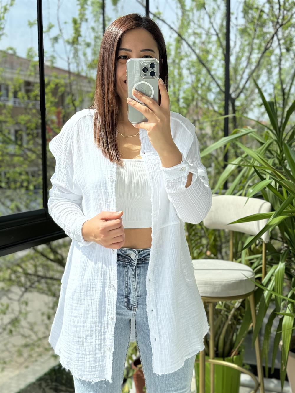 Natural Hırka Gömlek  Beyaz