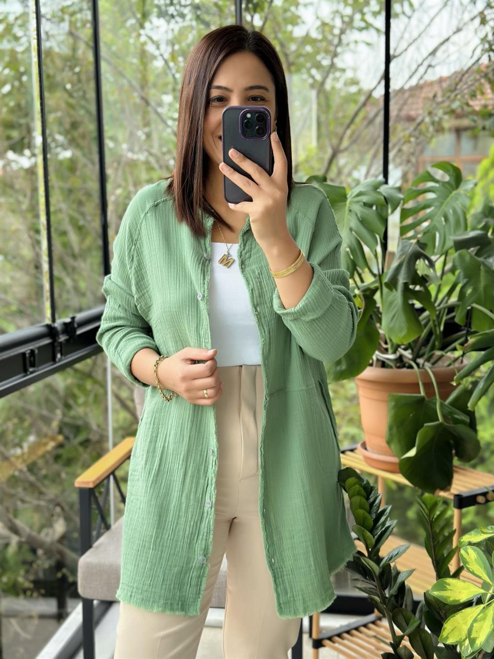 Natural Hırka Gömlek Haki