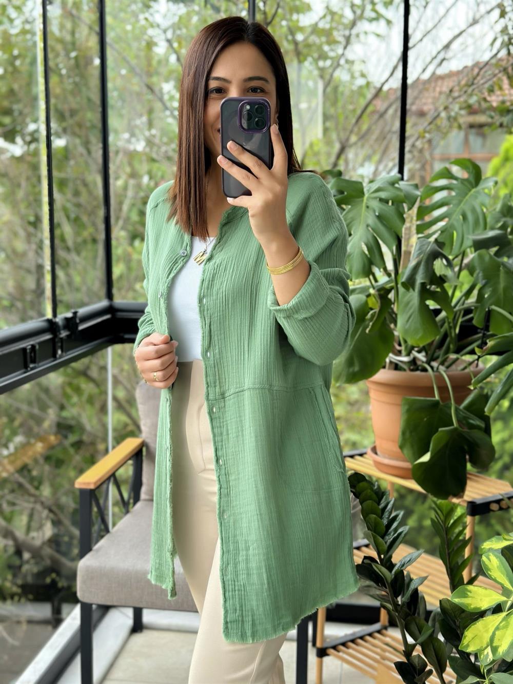 Natural Hırka Gömlek Haki