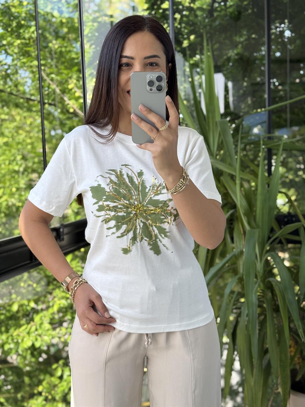 Ntwork Baskılı Tişört Yeşil