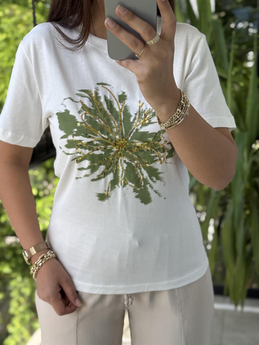 Ntwork Baskılı Tişört Yeşil