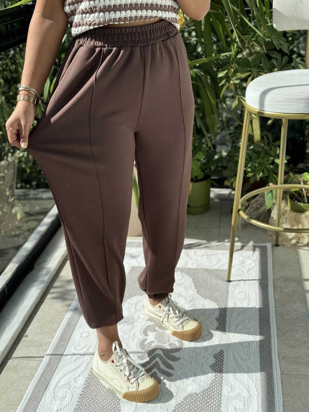 Önü Fitilli Eşofman Kahve