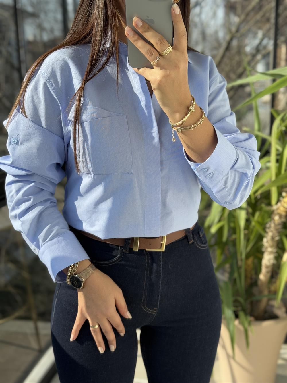 Orjinal Marka Slim Gömlek Mavi