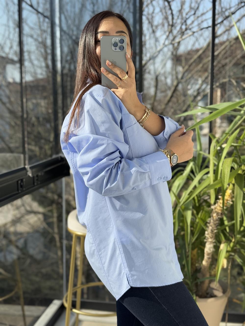 Orjinal Marka Slim Gömlek Mavi