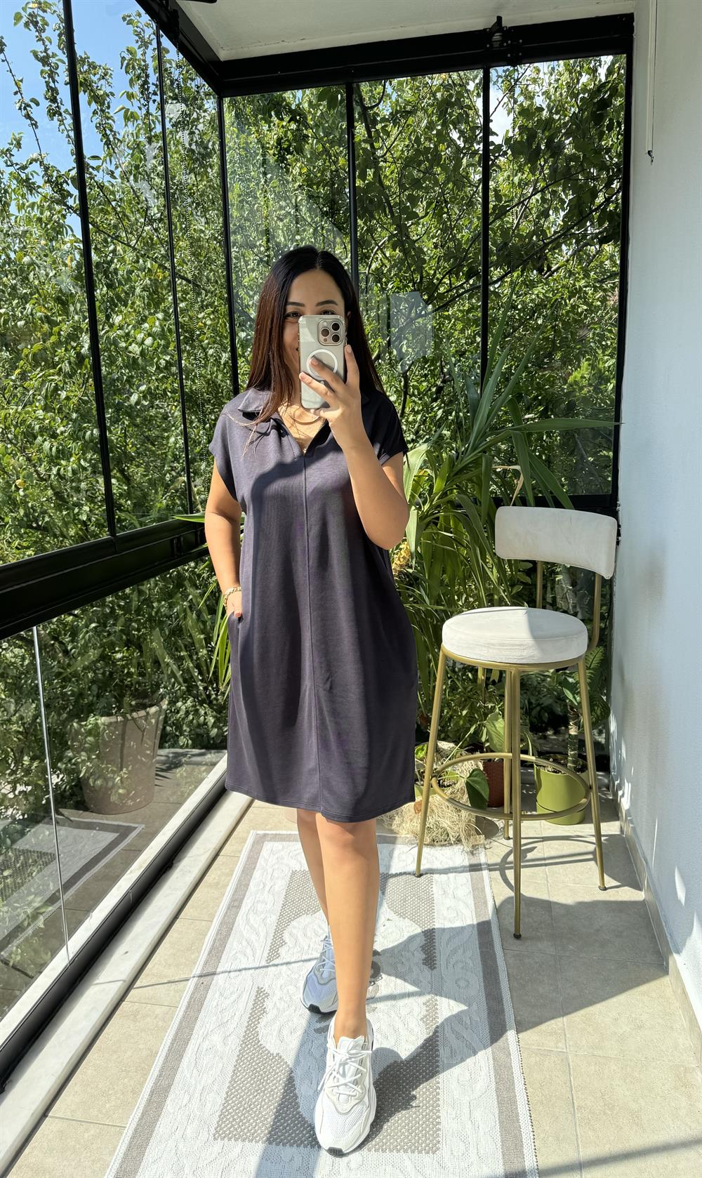 Oversize Elbise Füme 