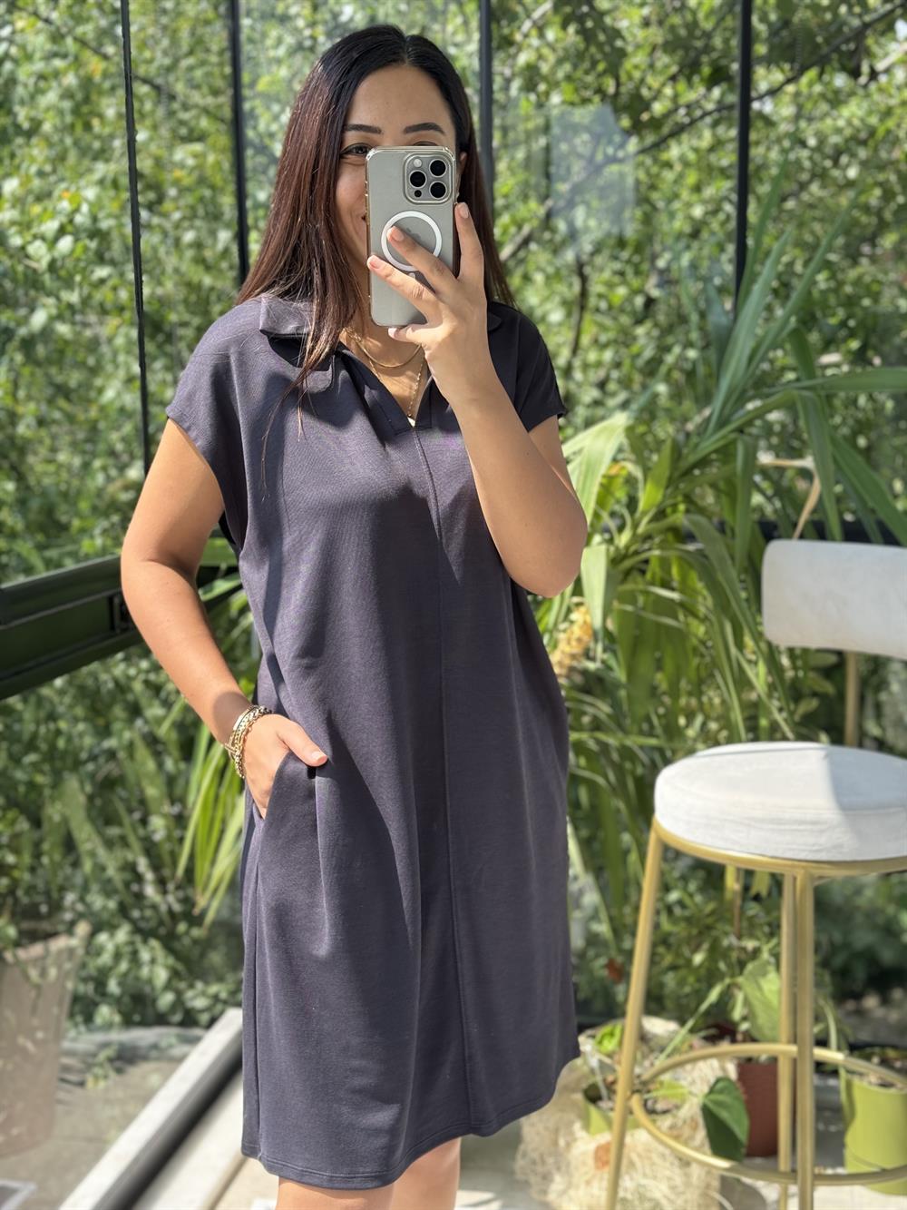 Oversize Elbise Füme 