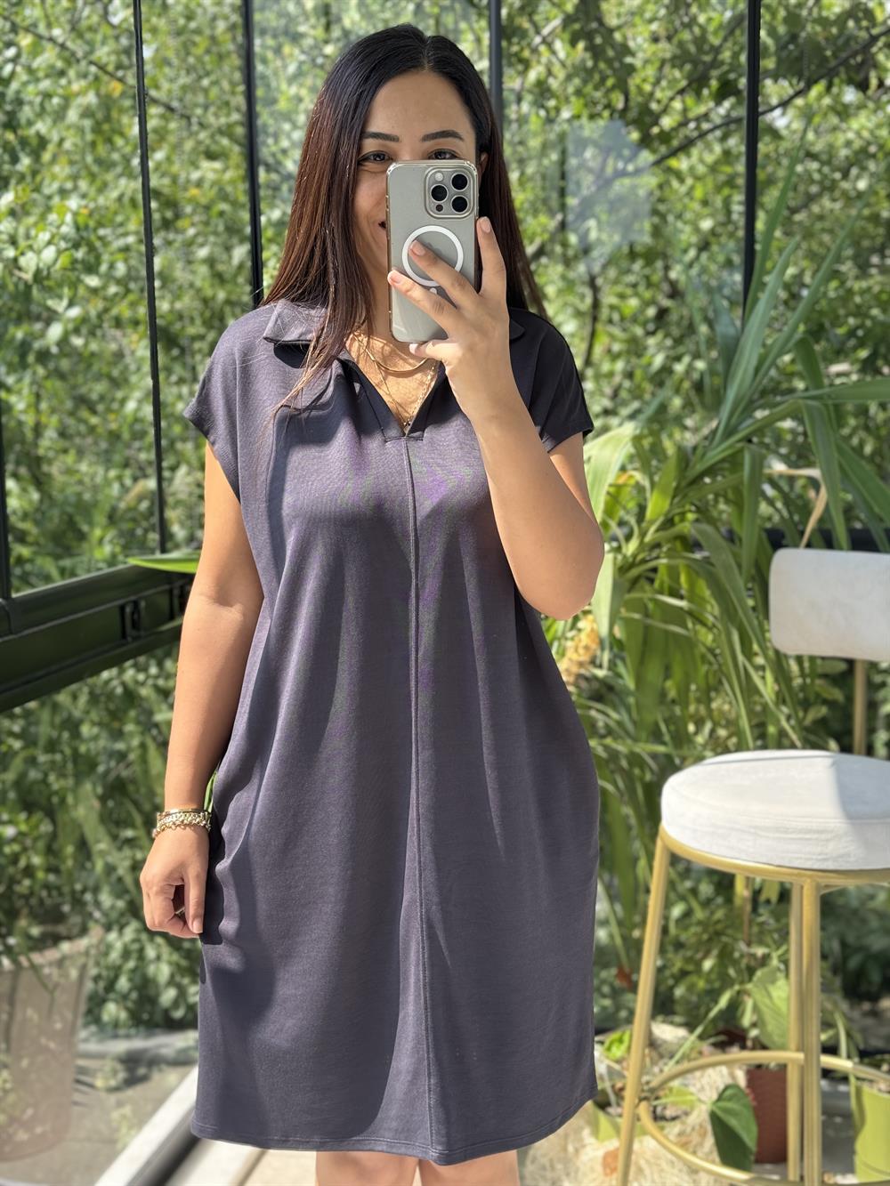 Oversize Elbise Füme 