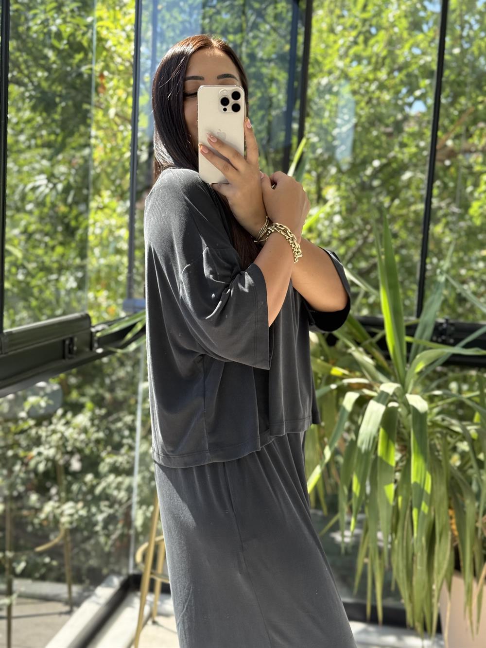 Oversize Oysh Kumaş Tişört Siyah