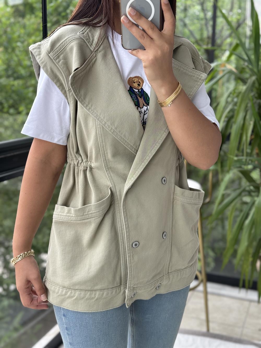 Oversize Yelek Haki Yeşili