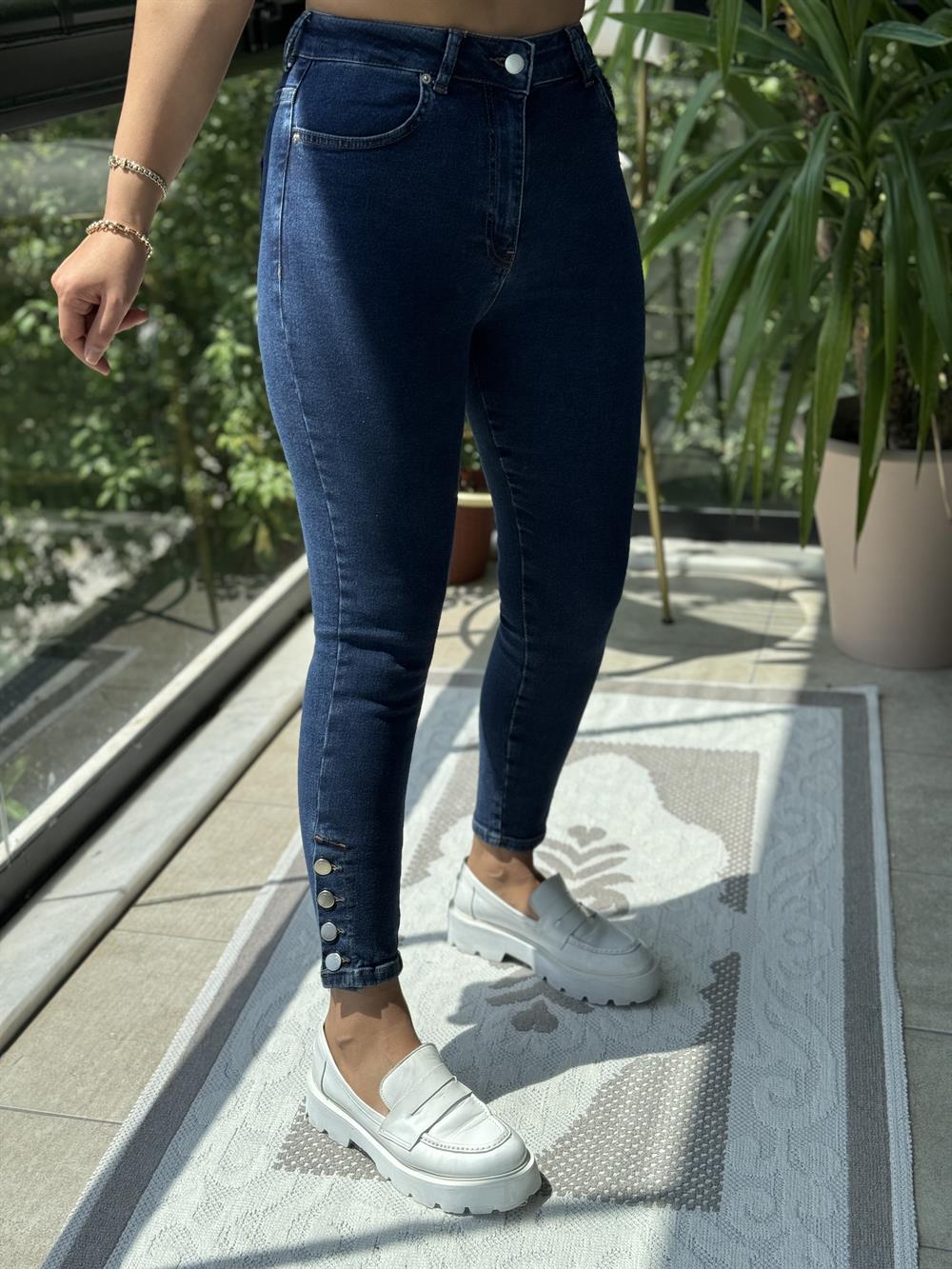 Paça Detay Skinny Jean Lacivert 