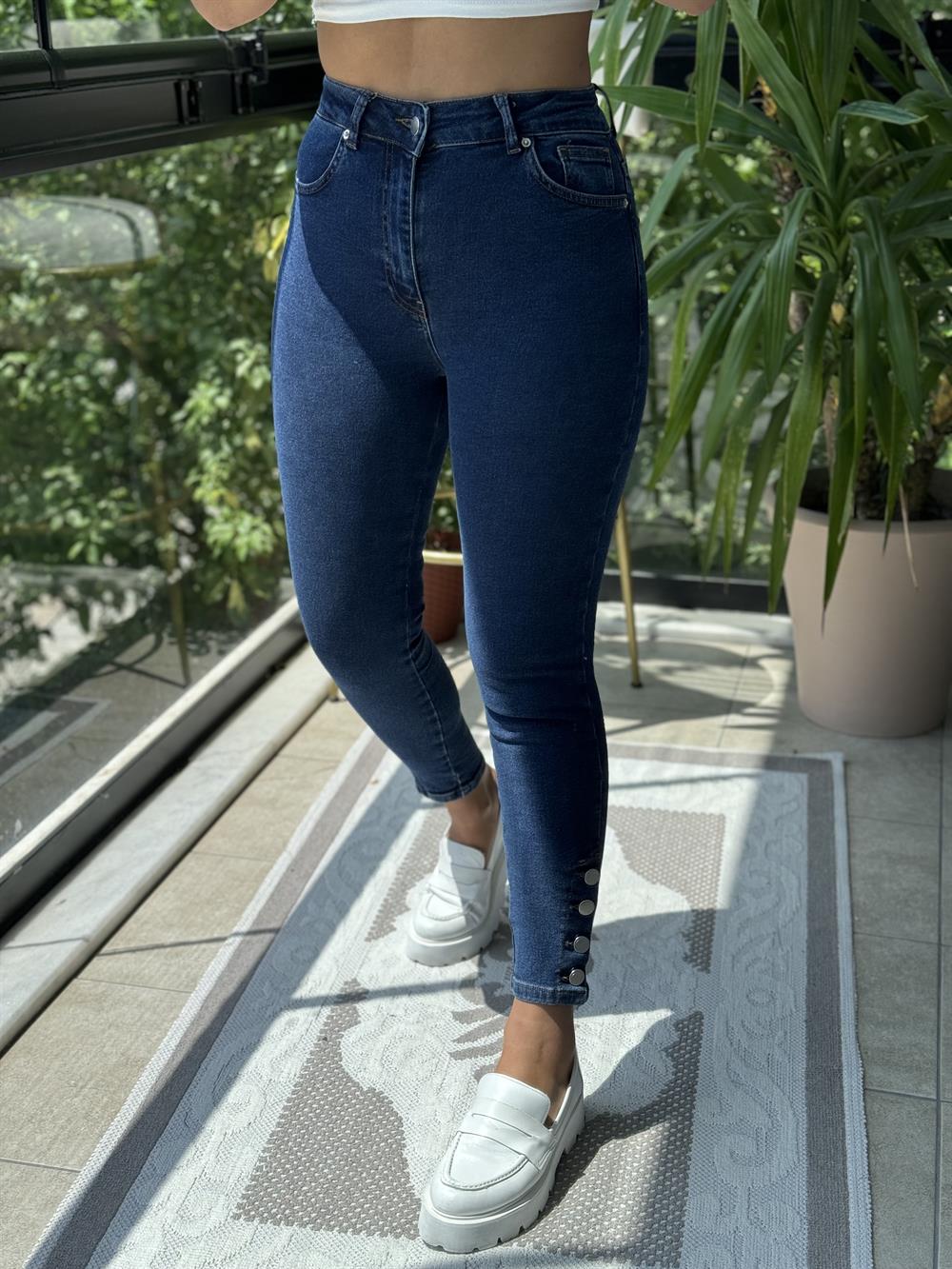 Paça Detay Skinny Jean Lacivert 