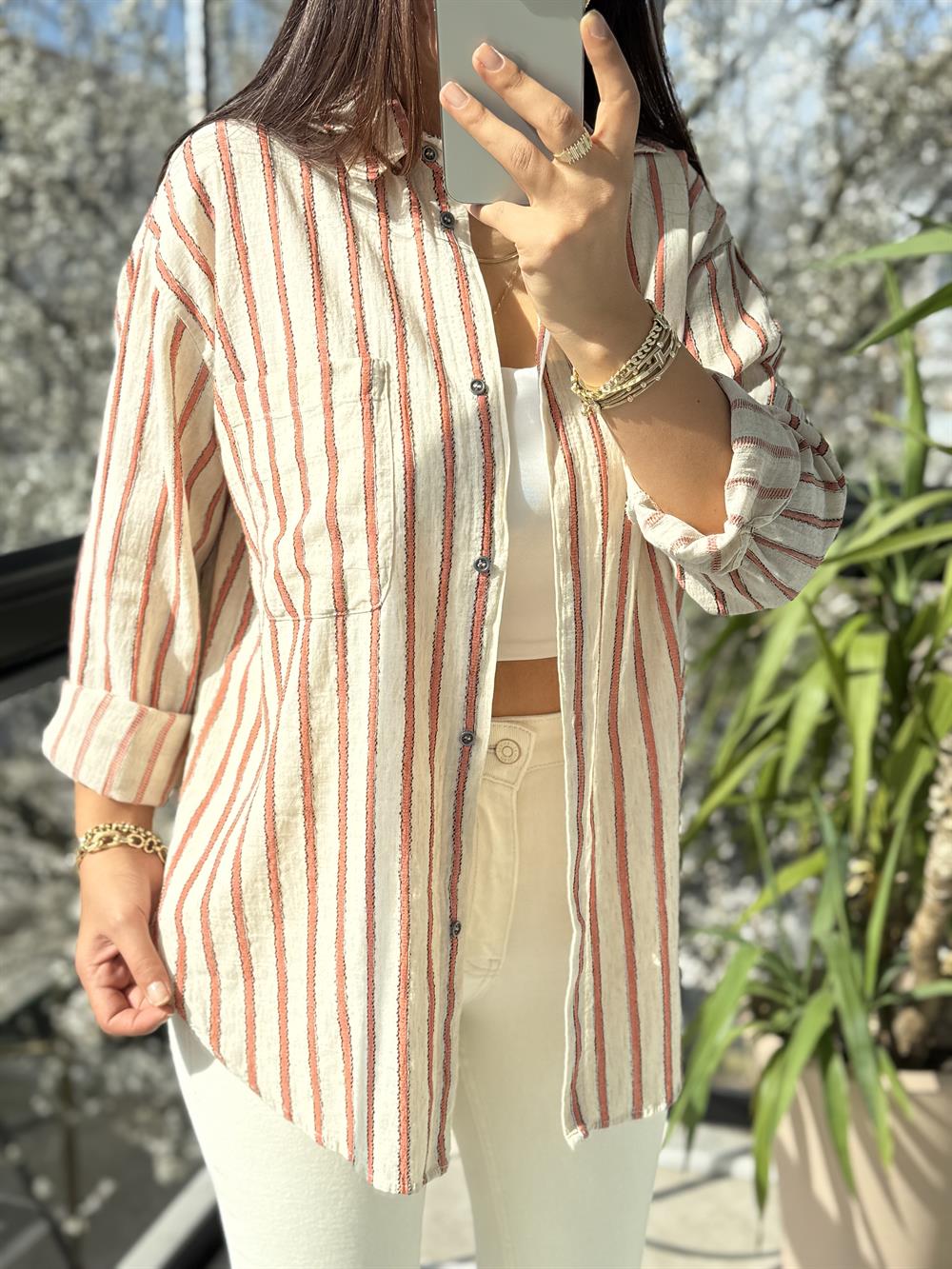 Pamuklu Çizgili Dokuma Kiremit