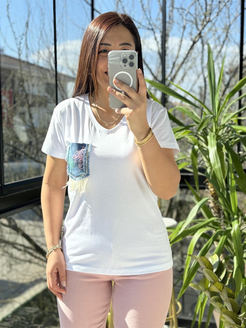 Pamuklu Tişört Cebi Kot