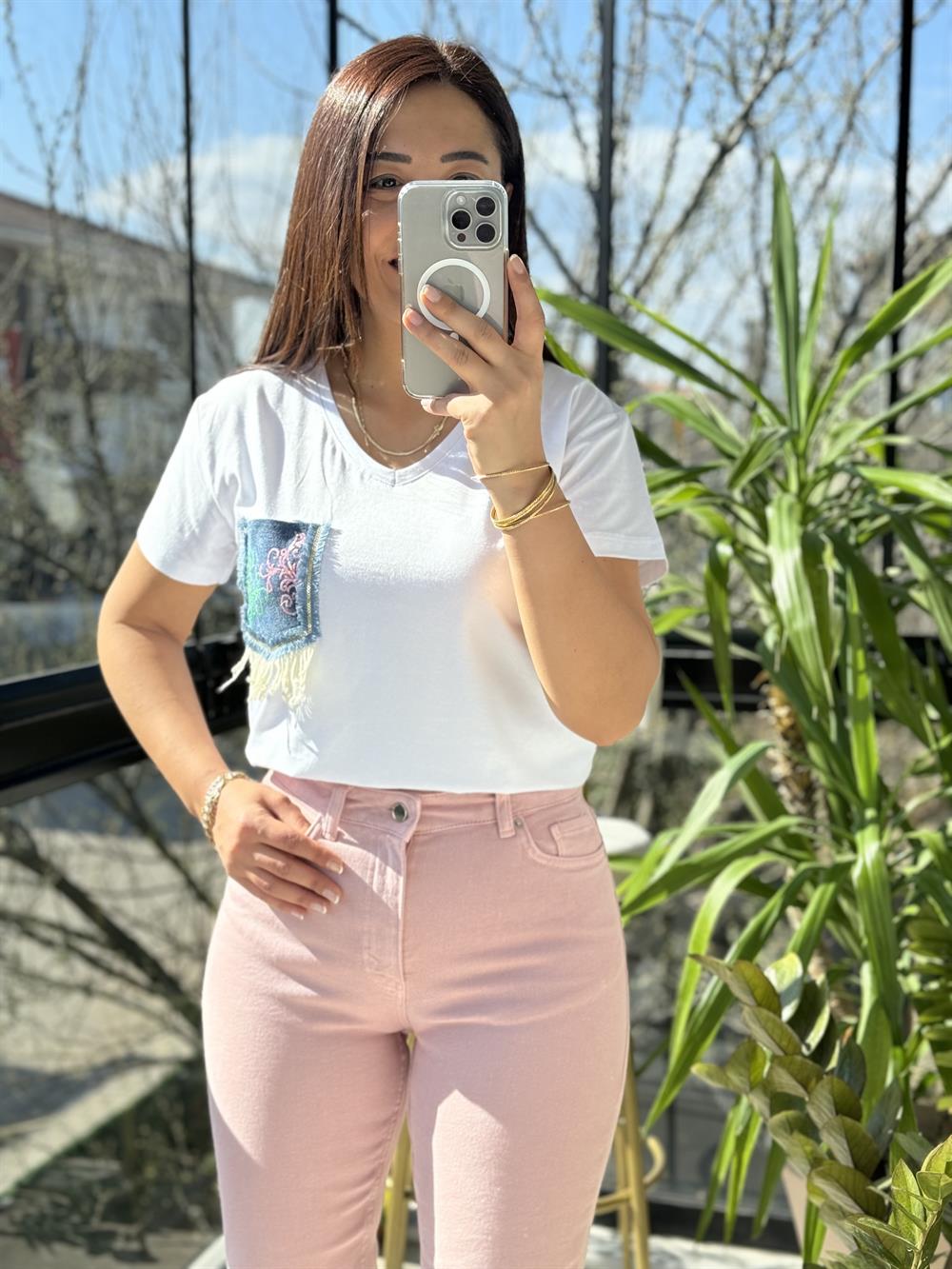 Pamuklu Tişört Cebi Kot